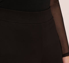 Ponte Knit Wide Leg Pants With Elastic Waist In Black