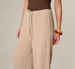 Wide Leg Airflow Braided Trim Pant In Bamboo