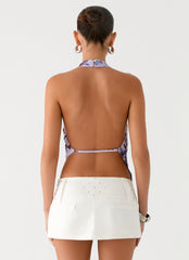 Altego Layered Backless Top - Antique Lilac Floral