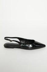 Billini Henna Black Patent Croc Mule