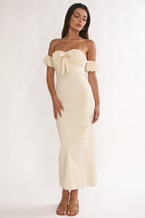 Maelis Off-Shoulder Puff Sleeve Maxi Dress Vanilla