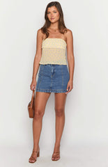 Darcy Mid Wash Denim High Waisted Mini Skirt