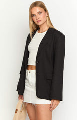 Cassy Black Linen Blend Blazer