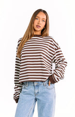 So Breezy Chocolate Stripe Long Sleeve Top - PRE ORDER