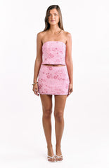 Vila Light Pink Strapless Beaded Top