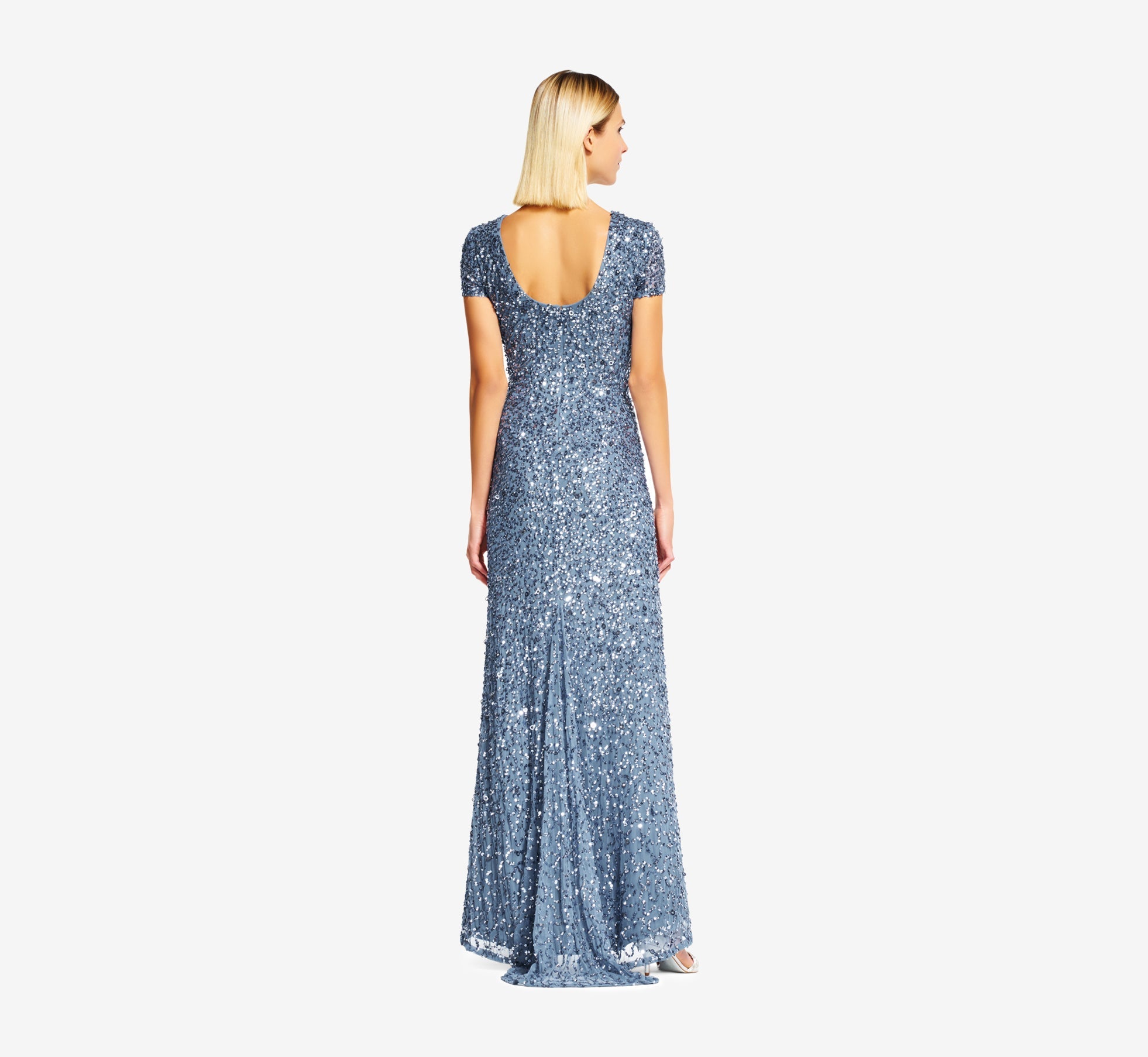 Scoop Back Sequin Gown In Nile