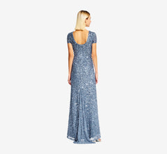 Scoop Back Sequin Gown In Nile