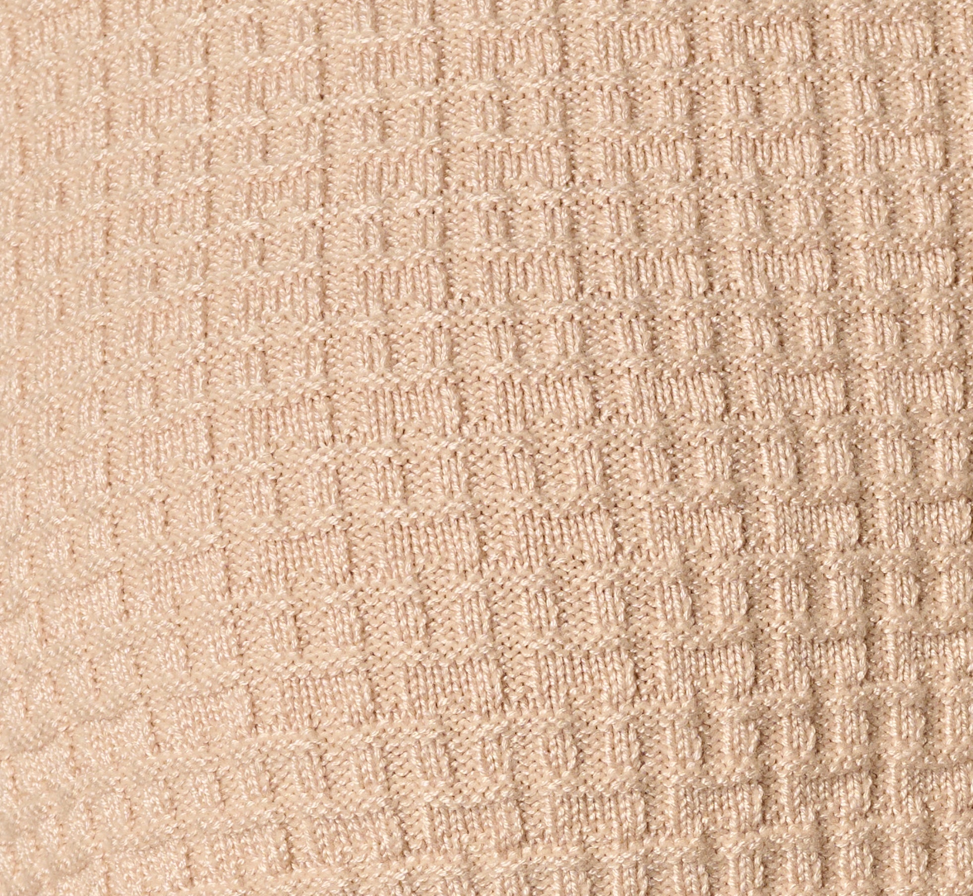 Waffle Knit Cardigan Sweater With Frayed Edges In Champagne Blush