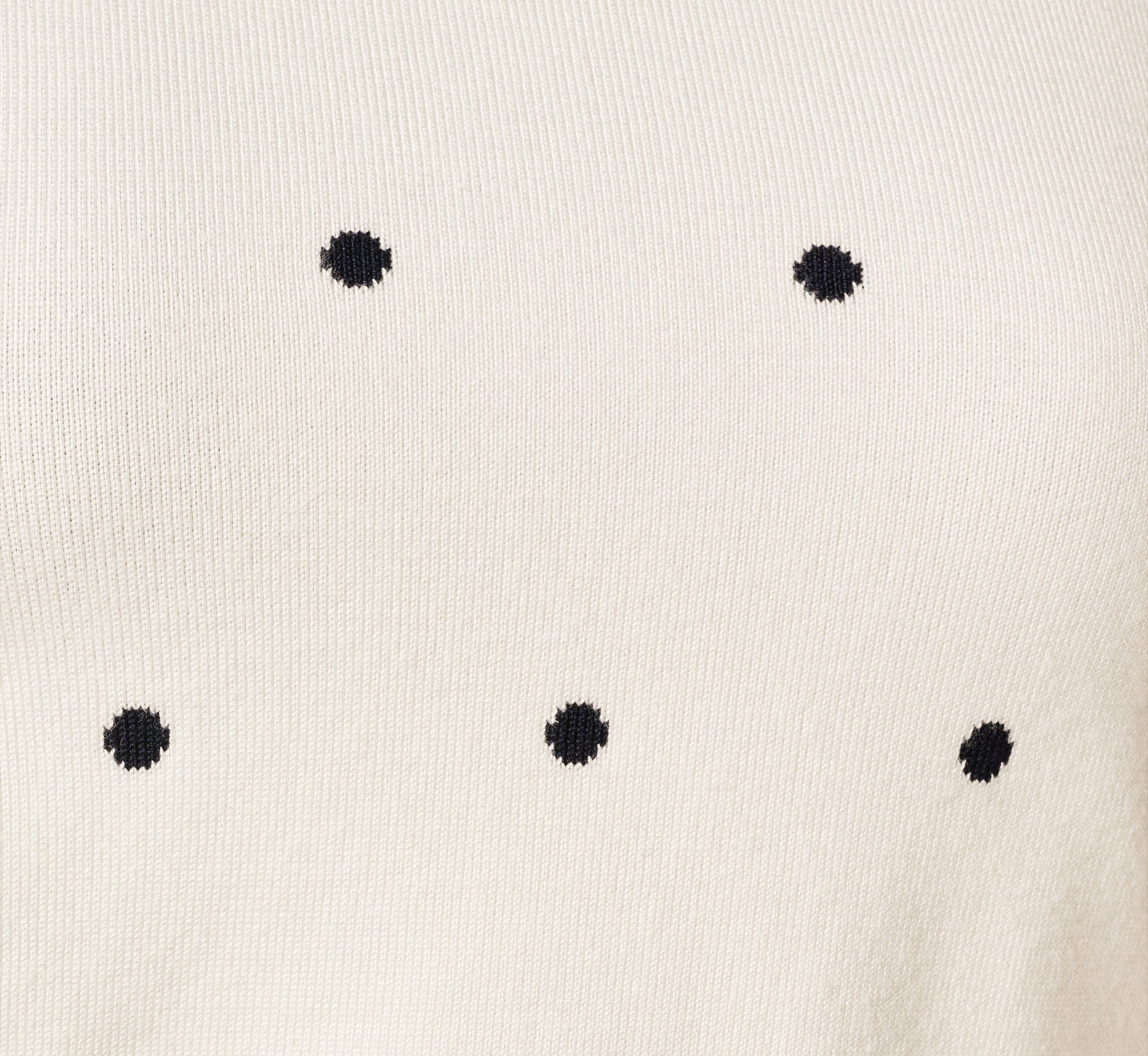 Short Sleeve Chain Patterned Knit Top In Ivory Navy Medium Simple Dot