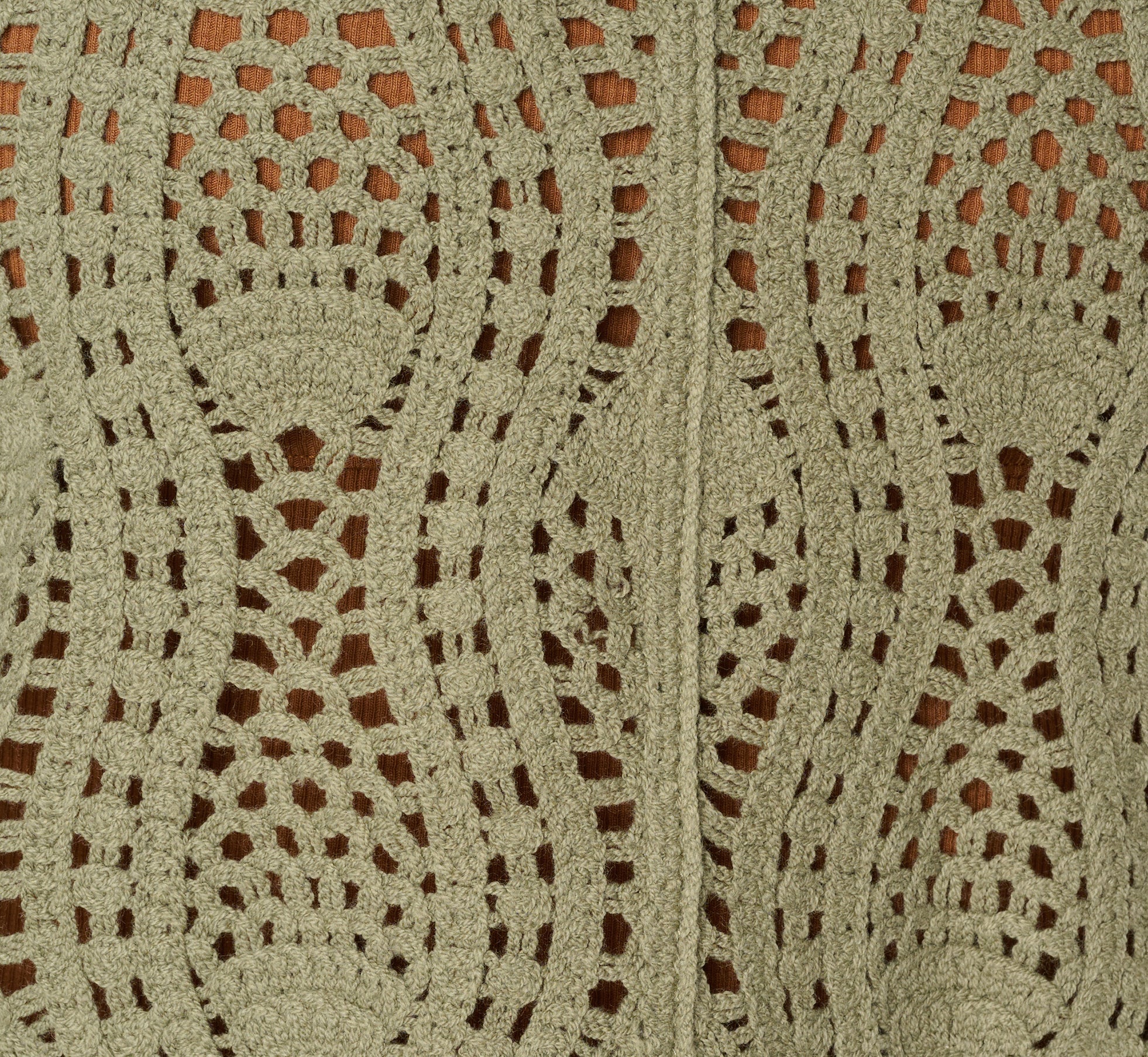 Long Sleeve Open Crochet Sweater In Sage Moss