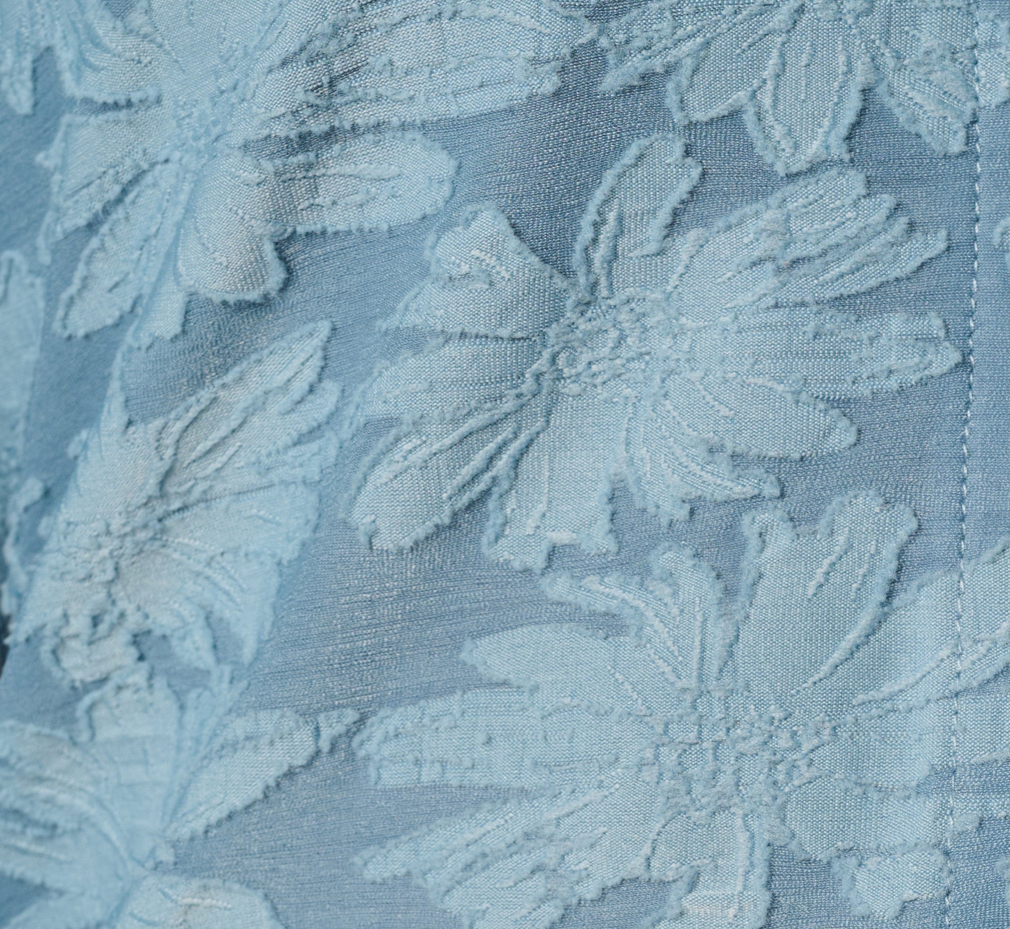 Long Sleeve Semisheer Burnout Floral Blouse In Stone Blue
