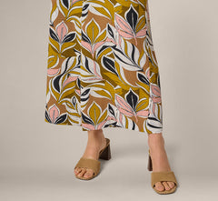 Wide Leg Rope Belt Pants In Amber Green Brushed Leaf