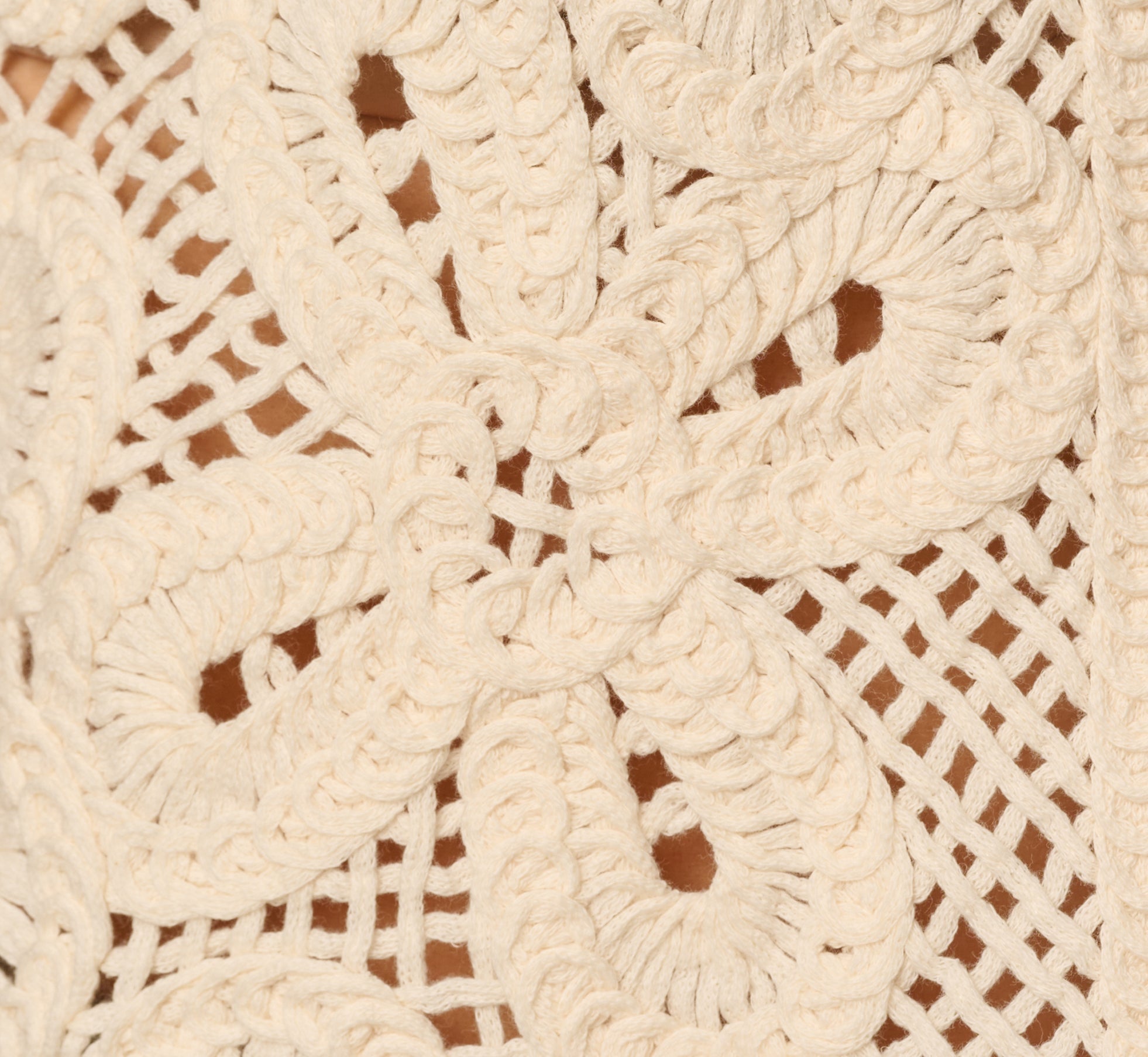 Open Knit Floral Crochet Vest In Oatmeal