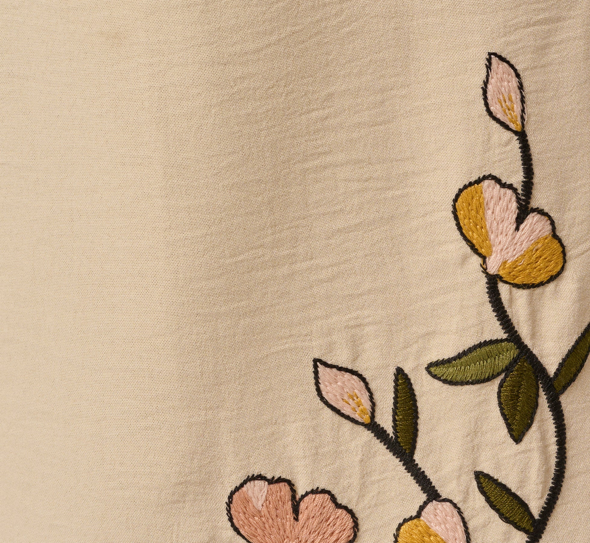 Floral Embroidery Wide Leg Pant In Pale Oak