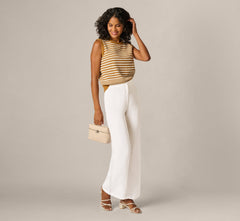 Textured Pullover Sweater Vest In Camel Ivory