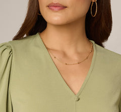 Short Sleeve Tie Waist Pullover Top In Oak Moss