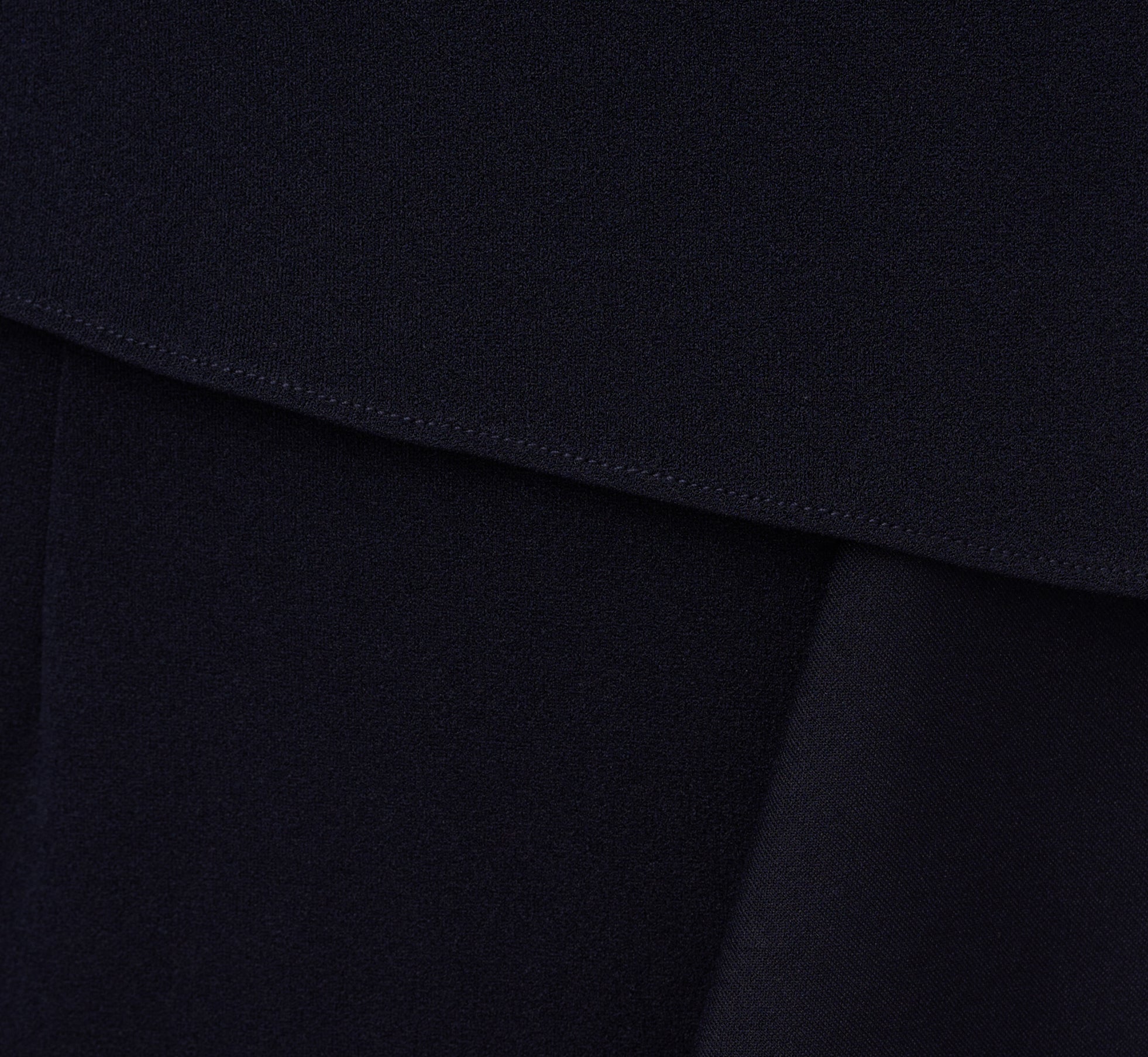 One Shoulder Ruffled Crepe Gown With Beaded Accent In Midnight