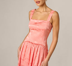 Drop Waist Butterfly Jacquard Gown In Coastal Sun
