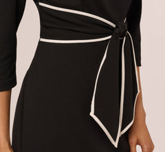 Knit Crepe Tie Dress In Black Ivory