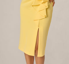 Sleeveless Draped Stretch Sheath Dress In Warm Sun