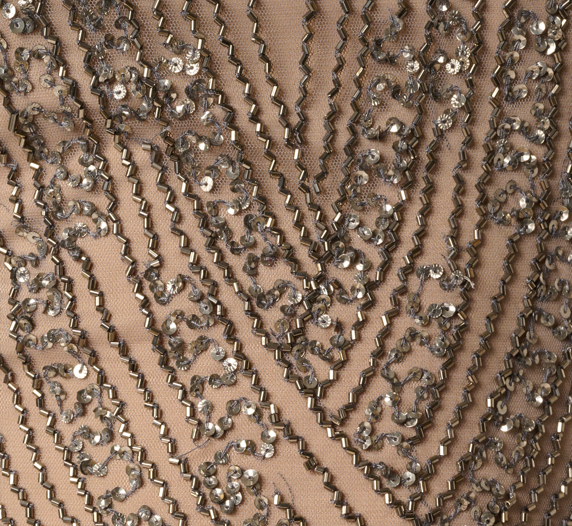 Hand Beaded Off Shoulder Gown In Sterling