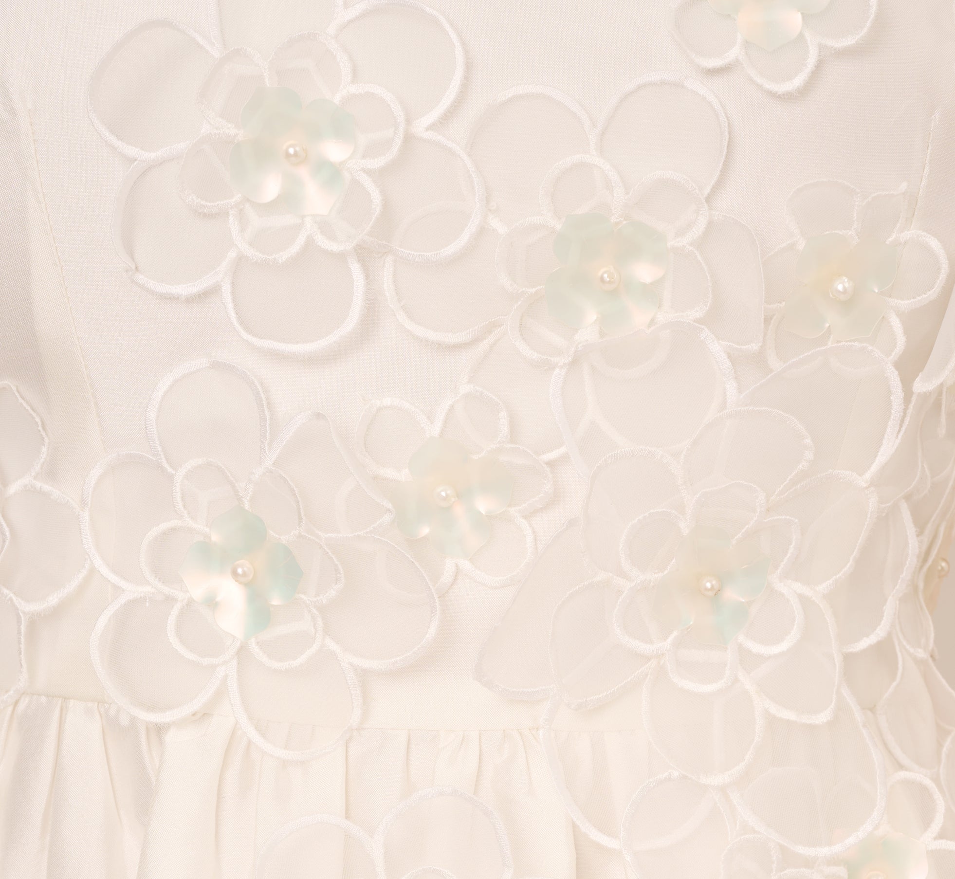 Sleeveless 3D Floral Taffeta Bubble Dress In Ivory