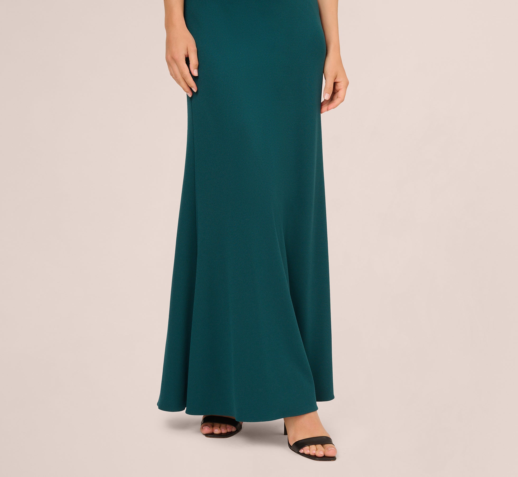 One Shoulder Ruffle Mermaid Gown In Hunter