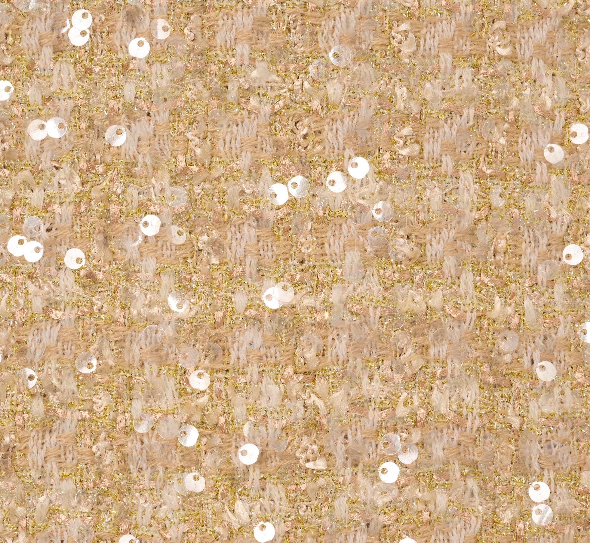 Collared Sequin Tweed Midi Dress In Champagne