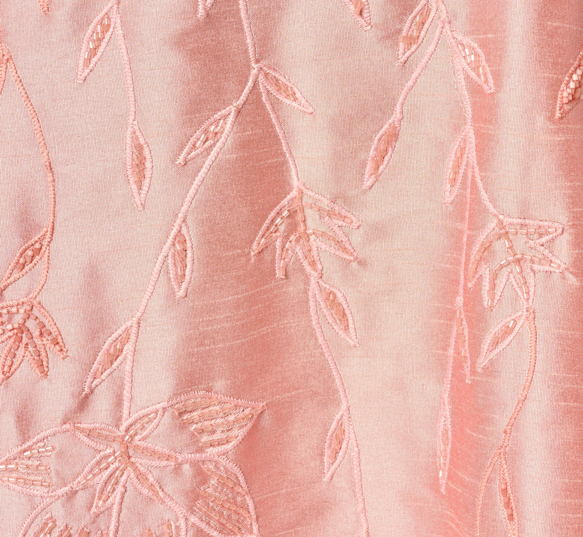 Floral Embroidered Dupioni A Line Midi Dress In Light Pink