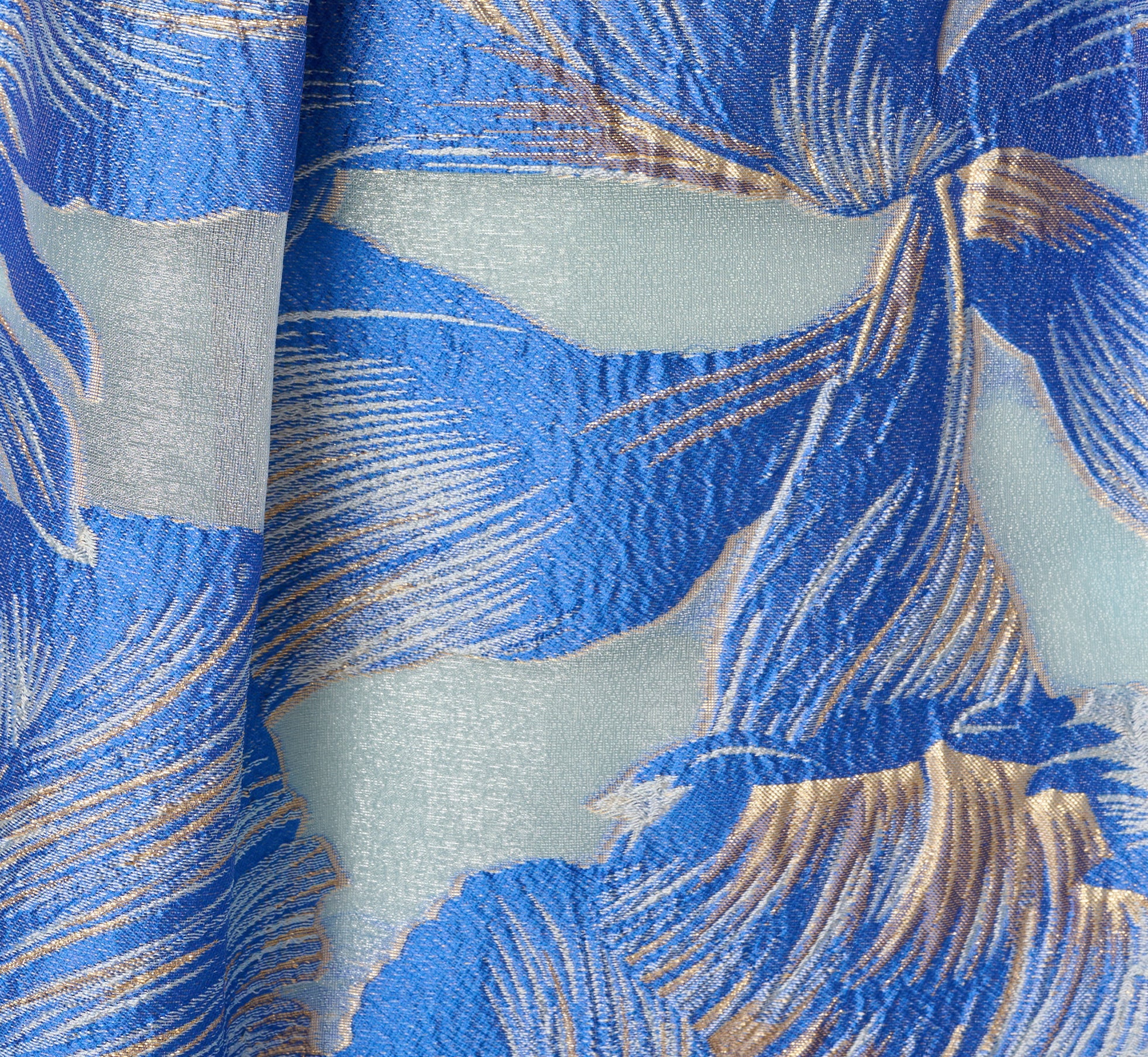 Metallic Iris Floral Organza Gown In Blue Multi