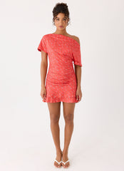 Antonie Mini Dress - Magenta Red Rose