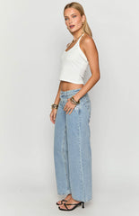 Clara Sequin Light Wash Denim Low Rise Jeans