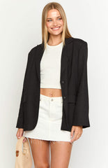 Cassy Black Linen Blend Blazer