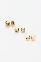 Irma Geometric Stud Earrings Set Gold