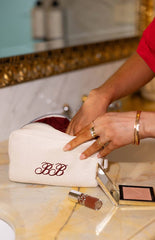 Glow Time White Embroidered Makeup Bag