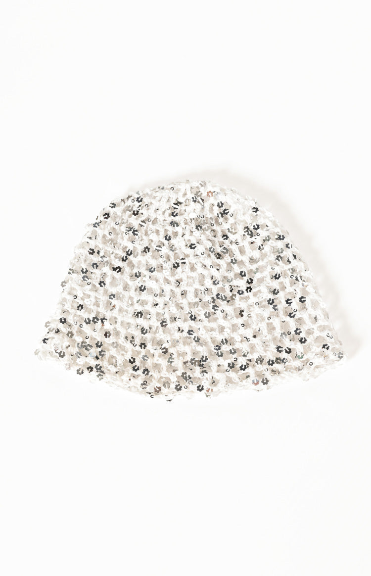 Gwendolyn White Sequin Crochet Hat