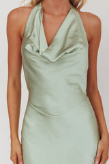 Element Tied Halter Maxi Dress Sage