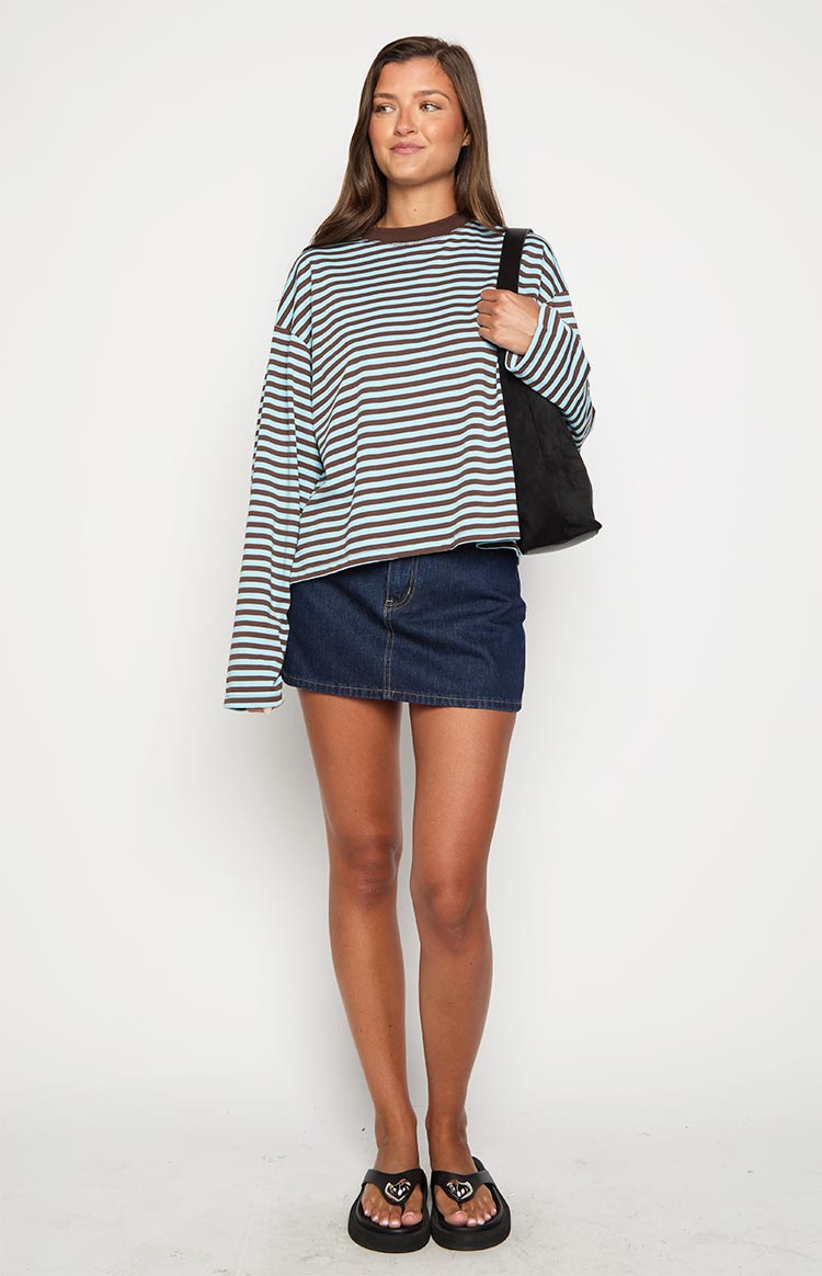 Lioness Bloom Chocolate Sea Stripe Long Sleeve Top