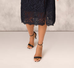 Crepe Lace Midi Dress In Twilight
