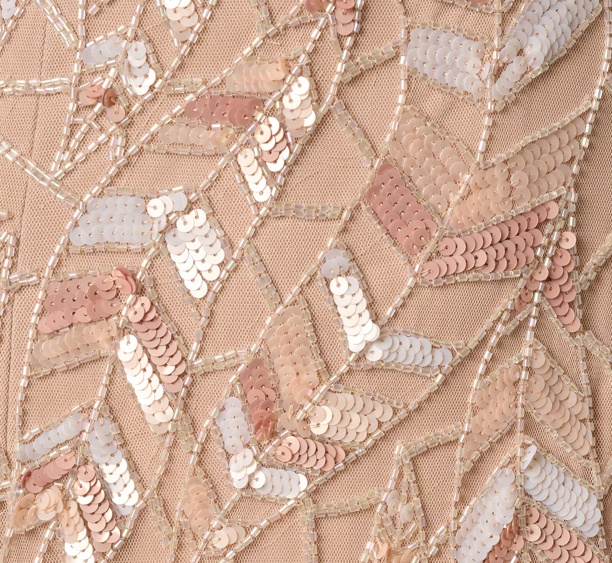 Sequin Beaded Leaf Halter Gown In Rose Quartz