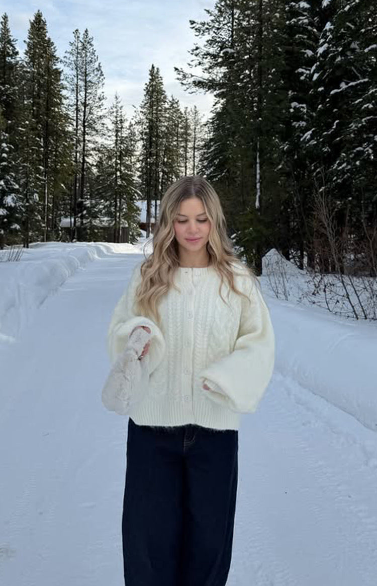 Percy Cream Cable Knit Cardigan