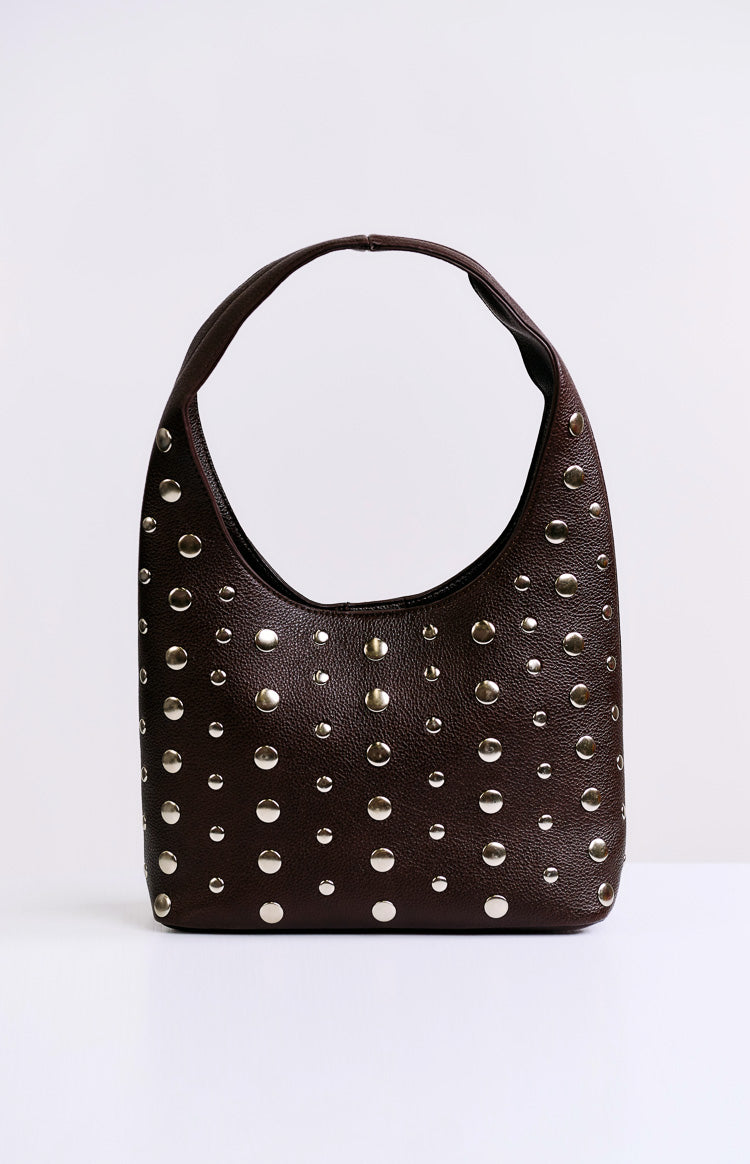 Peta & Jain Jenni Chocolate Pebbled Studded PU Bag