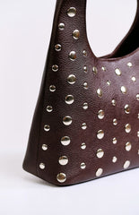 Peta & Jain Jenni Chocolate Pebbled Studded PU Bag