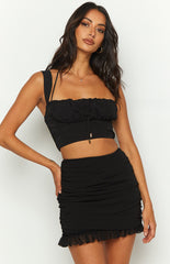 Petal Black Mini Skirt