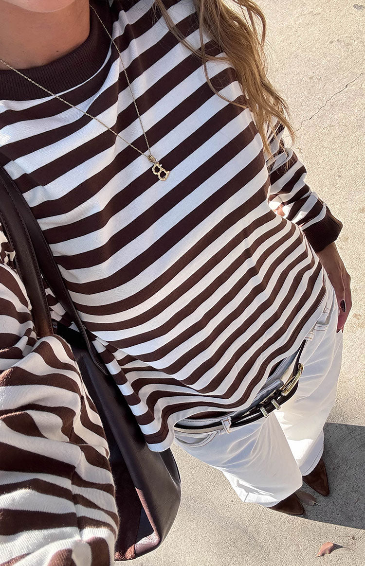 So Breezy Chocolate Stripe Long Sleeve Top - PRE ORDER