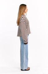 So Breezy Chocolate Stripe Long Sleeve Top - PRE ORDER