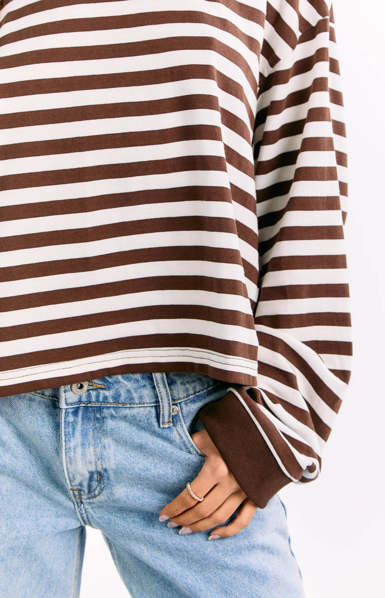 So Breezy Chocolate Stripe Long Sleeve Top - PRE ORDER