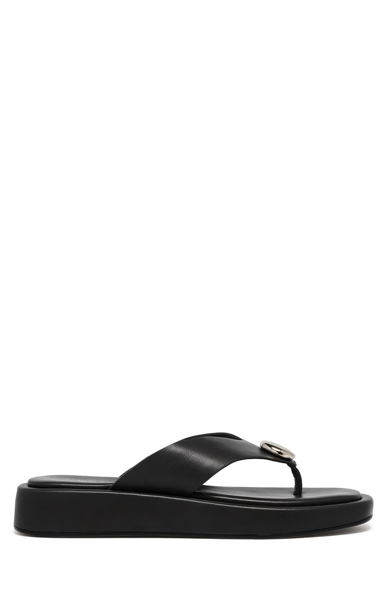 Therapy Val Black Platform Silver Trim Sandals