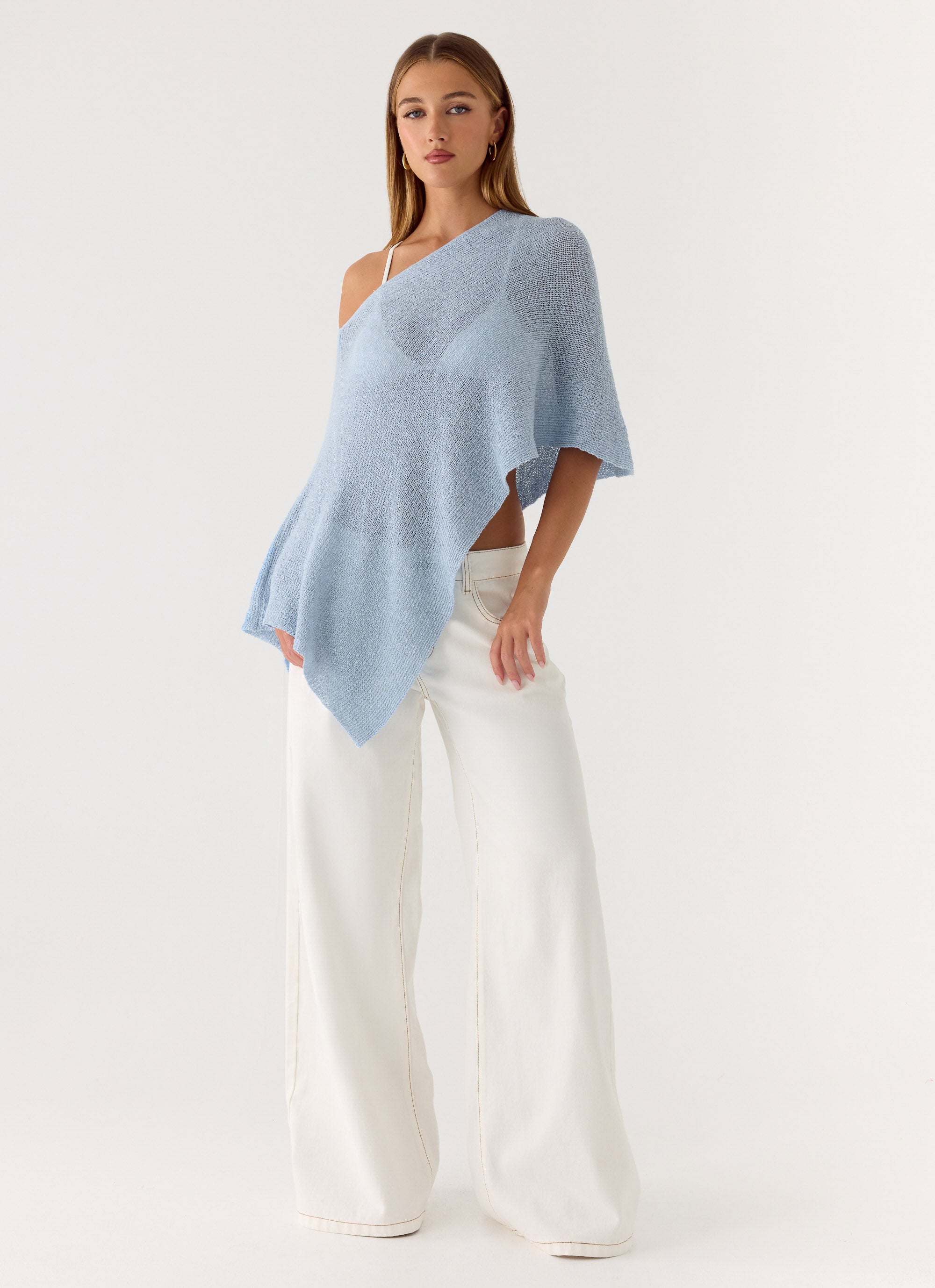 Yas Knit Cape - Blue