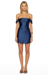 Zoella Tall Fit Navy Off The Shoulder Mini Dress